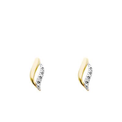 375/1000 Two-Tone Gold & 0.01 ct Diamond Stud Earrings - Emanessence