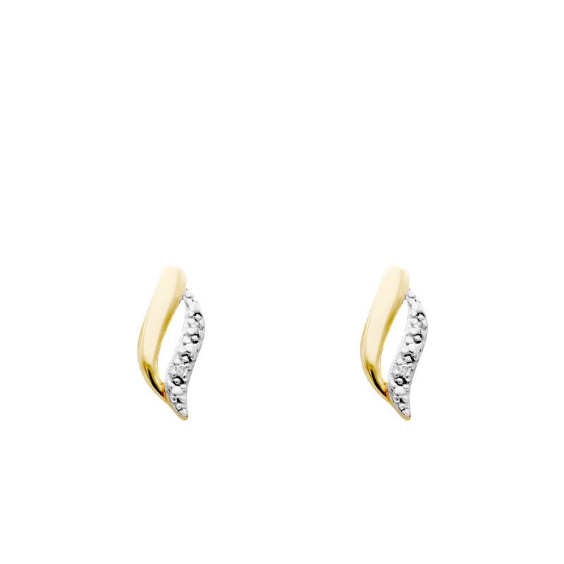 375/1000 Two-Tone Gold & 0.01 ct Diamond Stud Earrings - Emanessence