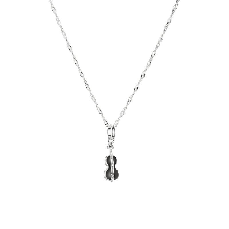 Black 925 Silver & Zirconium Oxide Wednesday Cello Necklace, Length 40 to 45 cm - KE2346-691-11 - Thomas Sabo
