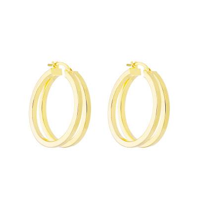 750 Yellow Gold Cliquet Hoop Earrings, 20 mm Diameter - Emanessence