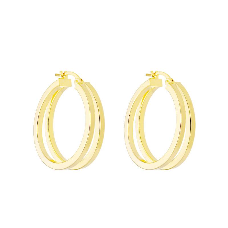 750 Yellow Gold Cliquet Hoop Earrings, 20 mm Diameter - Emanessence