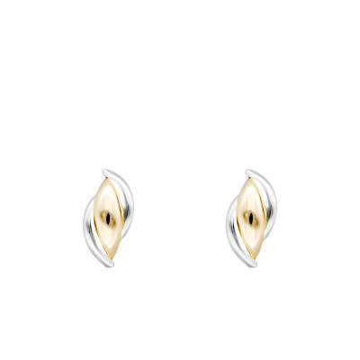Boucles d'Oreilles Demi-Créoles Bicolore en 2 Ors 375 - Emanessence