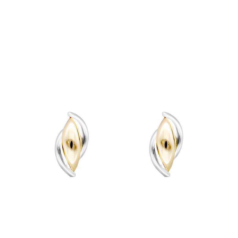 375/1000 Two-Tone Gold Huggie Earrings - Emanessence