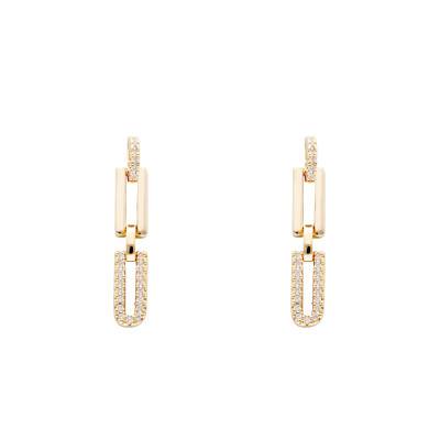 Boucles d'Oreilles Pendantes Sully en Plaqué Or et Oxydes de Zirconium - Emanessence