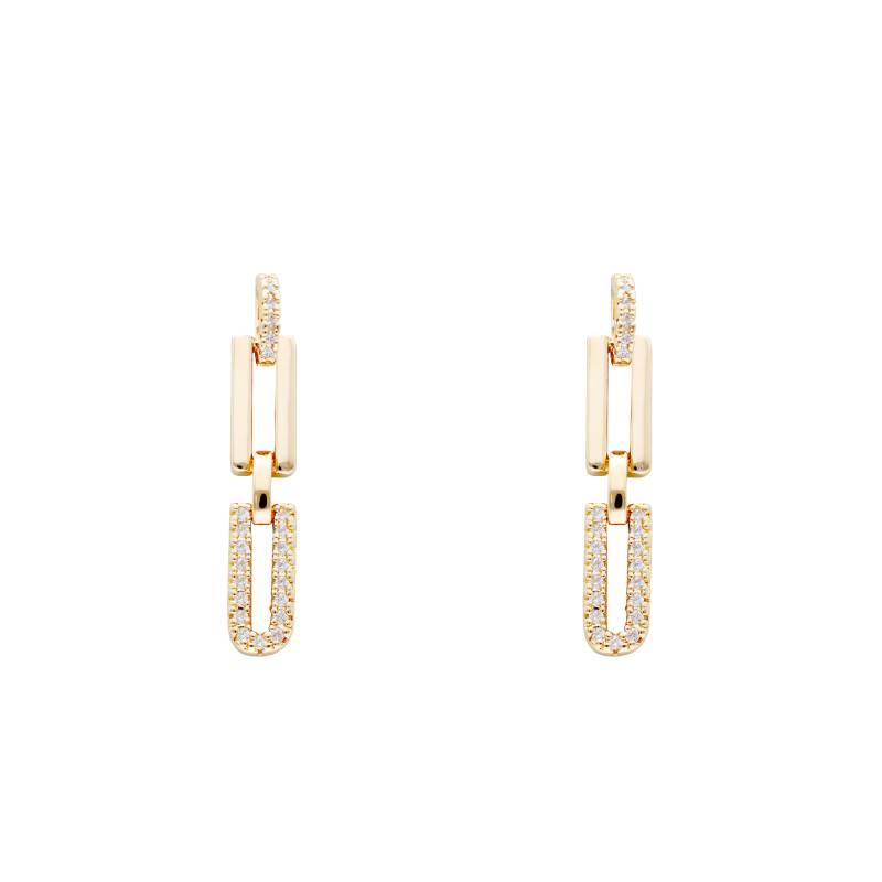 Yellow Gold-Plated Sully Drop Earrings & Zirconium Oxides - Emanessence