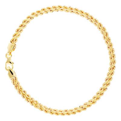 Bracelet en Maille Corde en Or 375, Longueur 19 cm - Emanessence