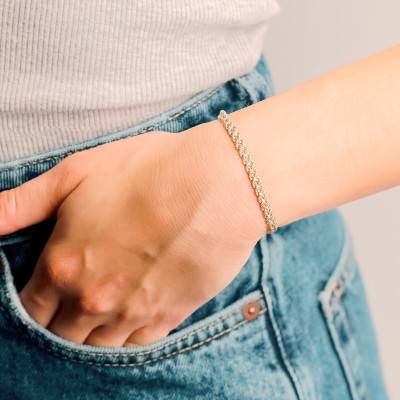 Bracelet en Maille Corde en Or Jaune 375, Longueur 19 cm - Emanessence
