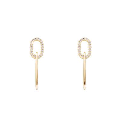 Boucles d'Oreilles Pendantes Ovales Sully en Plaqué Or & Oxydes de Zirconium - Emanessence