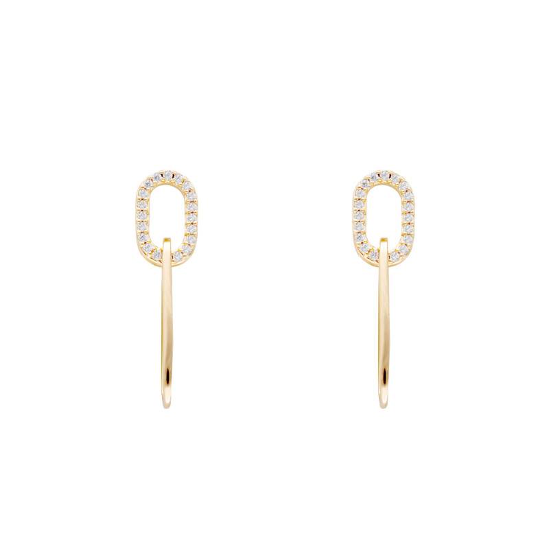 Sully Gold-Plated & Cubic Zirconia Oval Drop Earrings - Emanessence