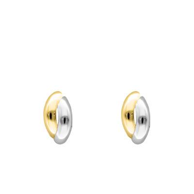 Two-Tone 375 Gold Domed Earrings - Emanessence