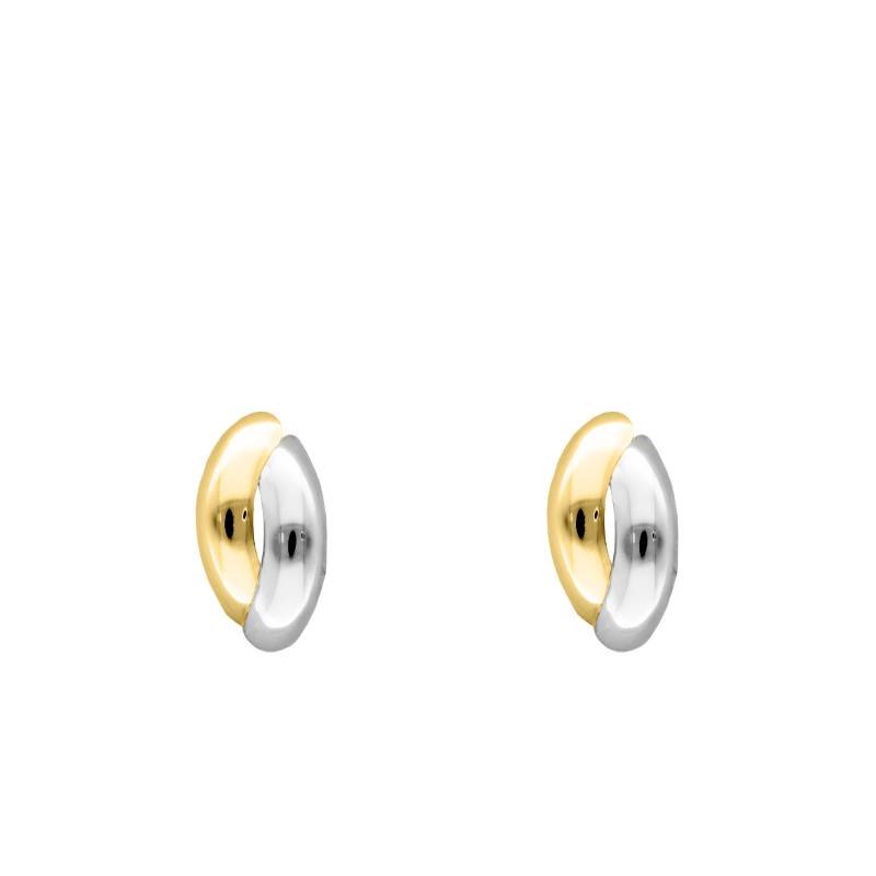 Two-Tone 375 Gold Domed Earrings - Emanessence