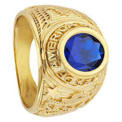 Chevalière Universitaire en Plaqué Or Jaune & Oxyde de Zirconium Bleu - Imperium