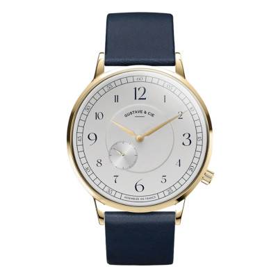 12H Hector Gold & White Ocean Blue Leather Watch 40mm - Gustave & Cie
