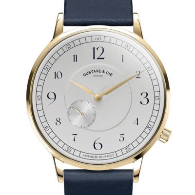 Montre 12H Hector Or & Blanc Cuir Bleu Océan 40mm - Gustave & Cie