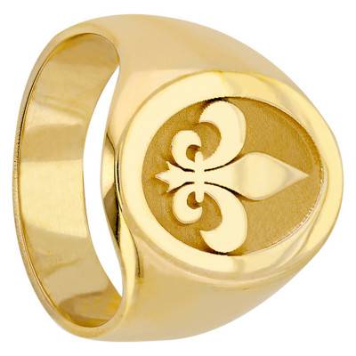 Chevalière ovale Fleur de Lys en Plaqué Or Jaune - Imperium