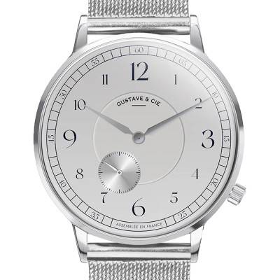 Montre 12H Hector Argent & Blanc Milanais Argent 36mm - Gustave & Cie