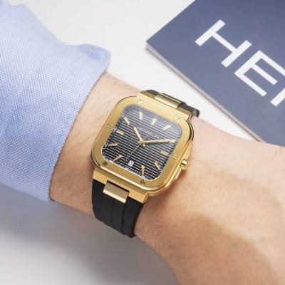 Gold PVD Cap Camarat Square Quartz Watch 12246P1N14CA - Herbelin