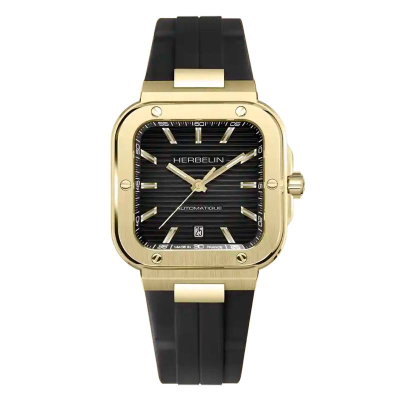 Gold PVD Cap Camarat Square Automatic Watch 1646P1N14CA - Herbelin
