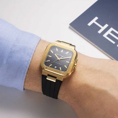 Gold PVD Cap Camarat Square Automatic Watch 1646P1N14CA - Herbelin