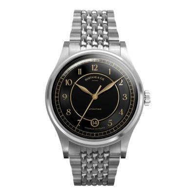 12H Charles Silver & Black Rice Grain Watch 38mm - Gustave & Cie