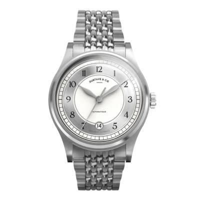 12H Charles Silver & White Rice Grain Watch 38mm - Gustave & Cie