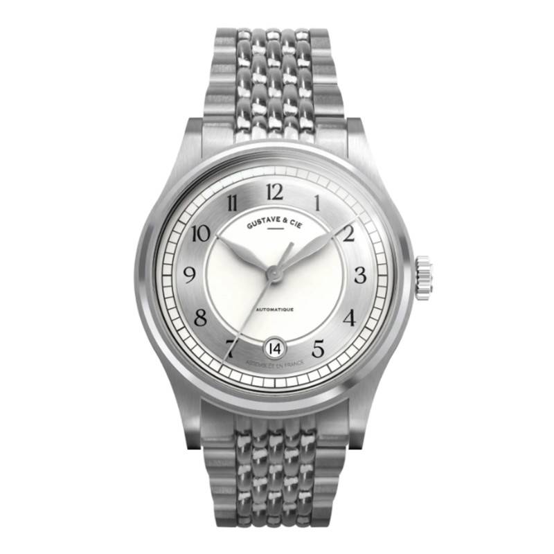 12H Charles Silver & White Rice Grain Watch 38mm - Gustave & Cie