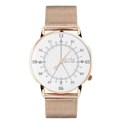 Louis Rose Gold & White 12H Watch Rose Gold Milanese 36mm - Gustave & Cie