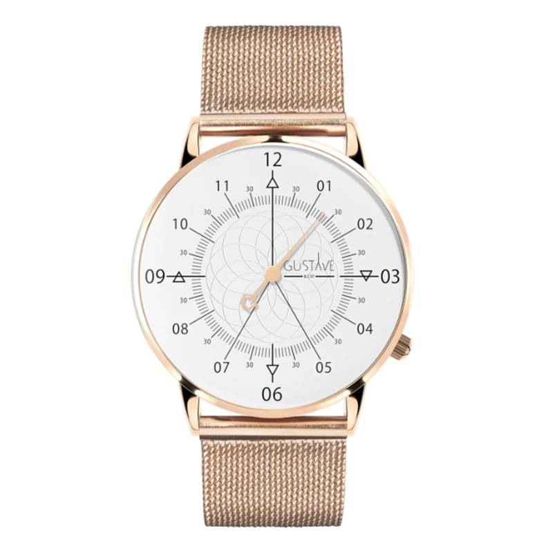 Louis Rose Gold & White 12H Watch Rose Gold Milanese 36mm - Gustave & Cie