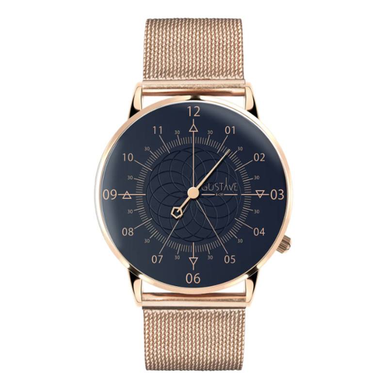 12H Louis Rose Gold & Blue Milanese Rose Gold Watch 36mm - Gustave & Cie