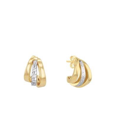 375/1000 Two-Gold Stud Earrings with Diamonds - Emanessence