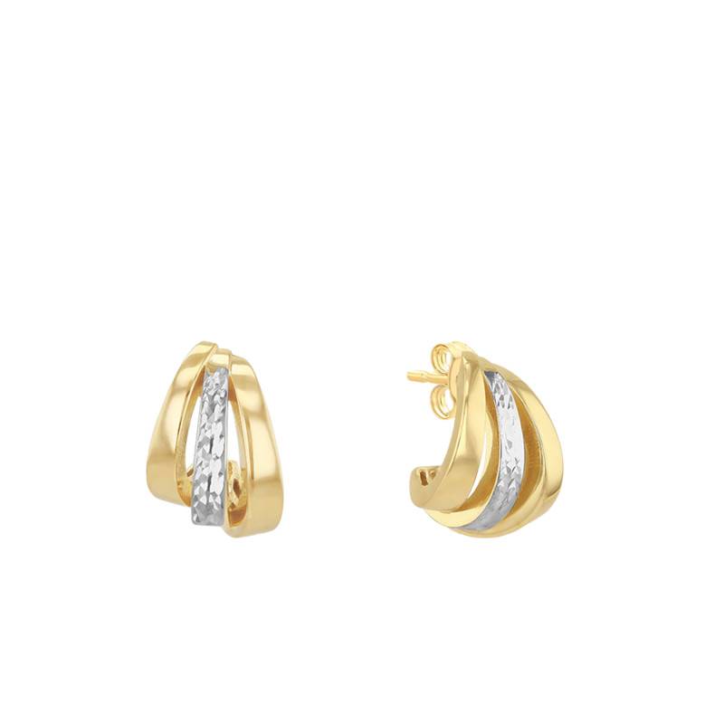 375/1000 Two-Gold Stud Earrings with Diamonds - Emanessence