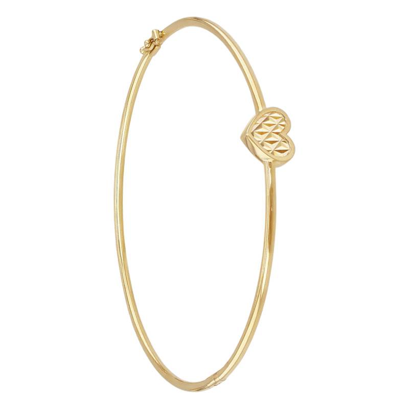 375 Yellow Gold Sparkling Heart Bangle - Emanessence