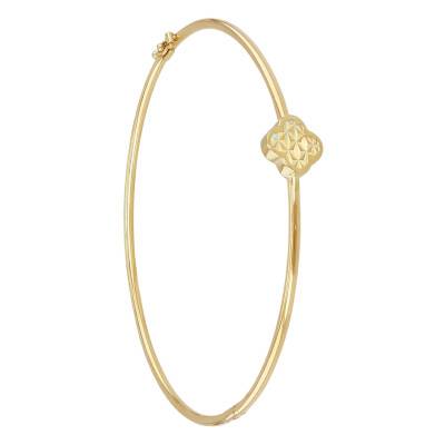 Bracelet Jonc Pétale Scintillant en Or Jaune 375 - Emanessence