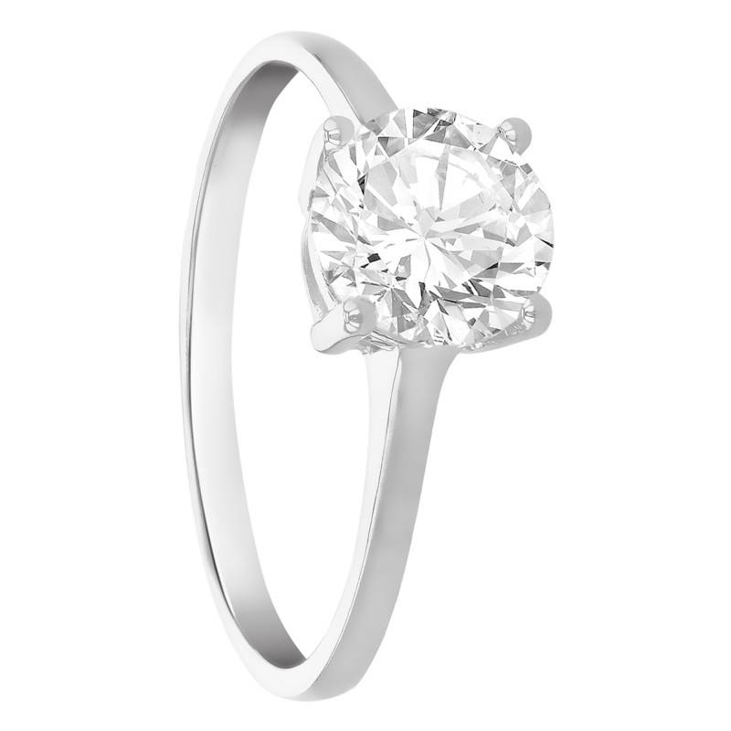 White Cubic Zirconia & 375/1000 White Gold Solitaire Ring - Emanessence
