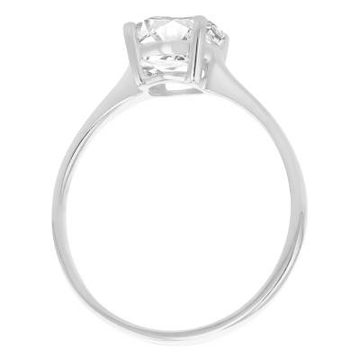 Bague Solitaire en Or Blanc 375 & Zircone Blanche - Emanessence