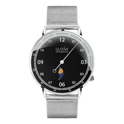Montre 12H Georges Argent & Noir Milanais Argent 40mm - Gustave & Cie