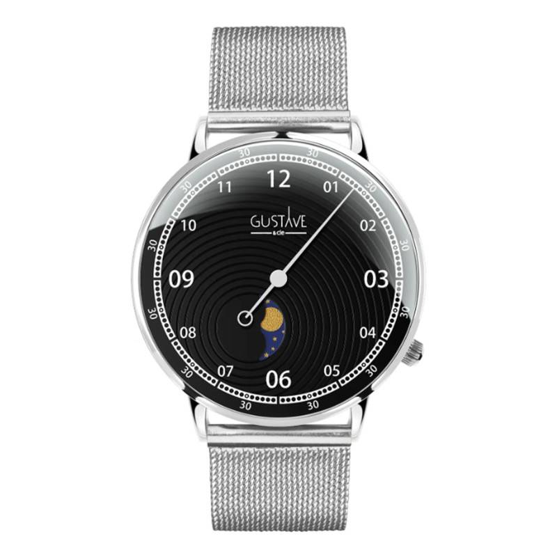 12H Georges Silver & Black Milanese Silver Watch 40mm - Gustave & Cie