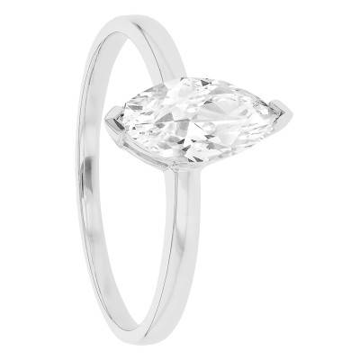 375/1000 White Gold & Cubic Zirconia Marquise Ring - Emanessence