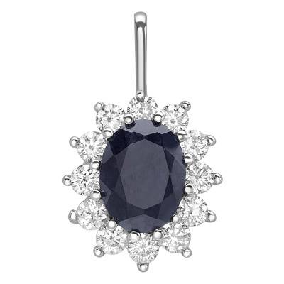 375/1000 White Gold, Black Sapphire & Cubic Zirconia Pendant - Emanessence