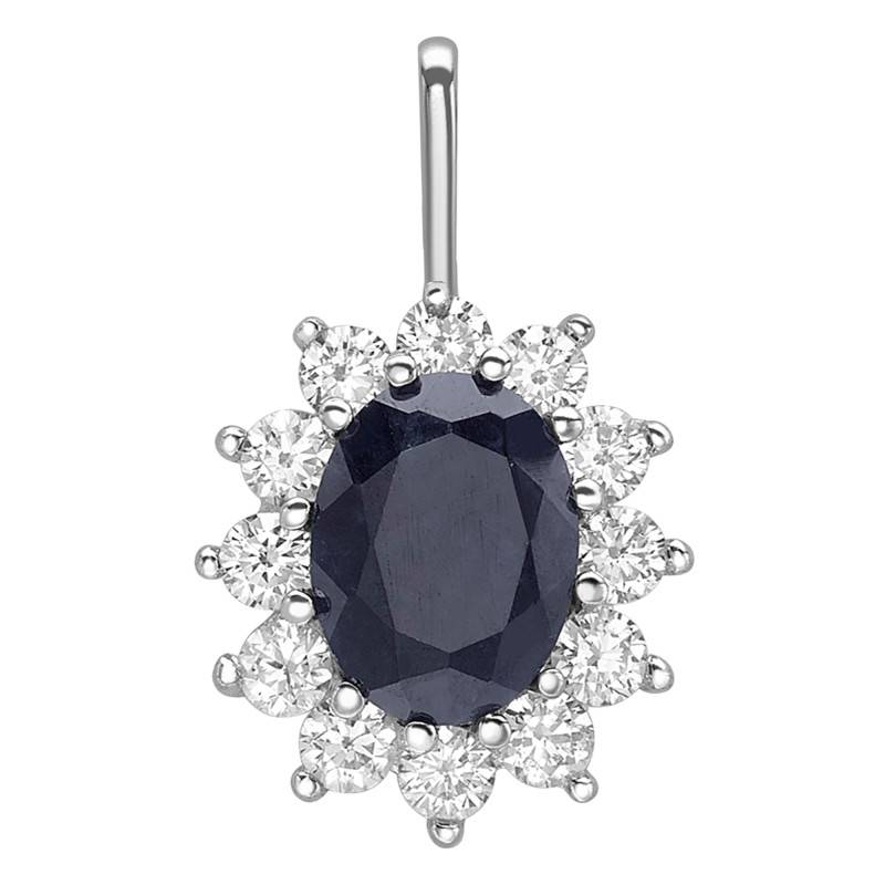 375/1000 White Gold, Black Sapphire & Cubic Zirconia Pendant - Emanessence