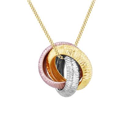 Pendentif Triple Anneaux Ciselés en 3 Ors 375 - Emanessence