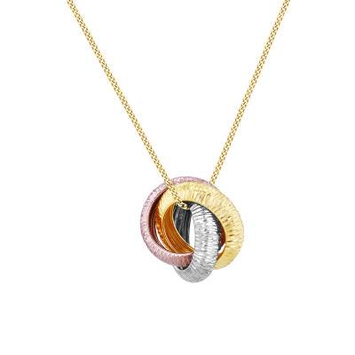 Pendentif Triple Anneaux Ciselés en 3 Ors 375 - Emanessence