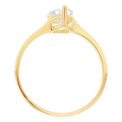 Bague Poire en Zircone, Or Jaune 375 - Emanessence