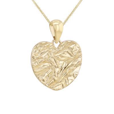 Pendentif Coeur Ciselé en Or Jaune 375 - Emanessence
