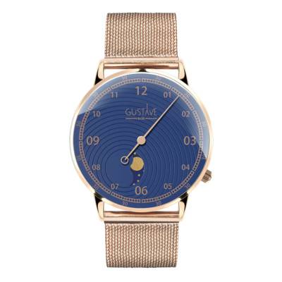 Montre 12H Georges Or Rose & Bleu Milanais Or Rose 36mm - Gustave & Cie