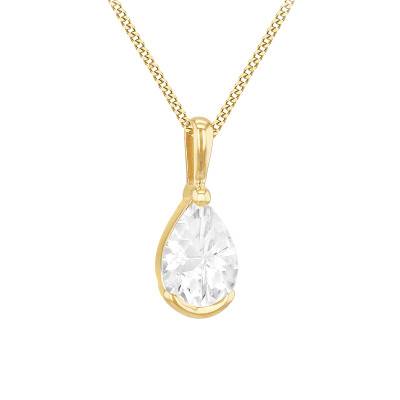Pendentif Goutte en Or Jaune 375 & Zircone Blanche - Emanessence