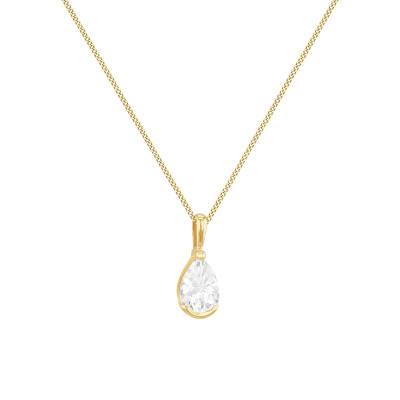 Pendentif Goutte en Or Jaune 375 & Zircone Blanche - Emanessence