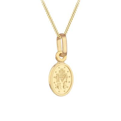 Pendentif Médaille Sainte Marie Vierge Miraculeuse Ovale en Or Jaune 375 - Emanessence