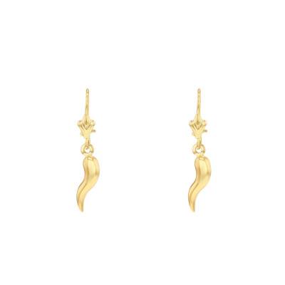 Italian Horn Earrings in 375/1000 Yellow Gold - Emanessence