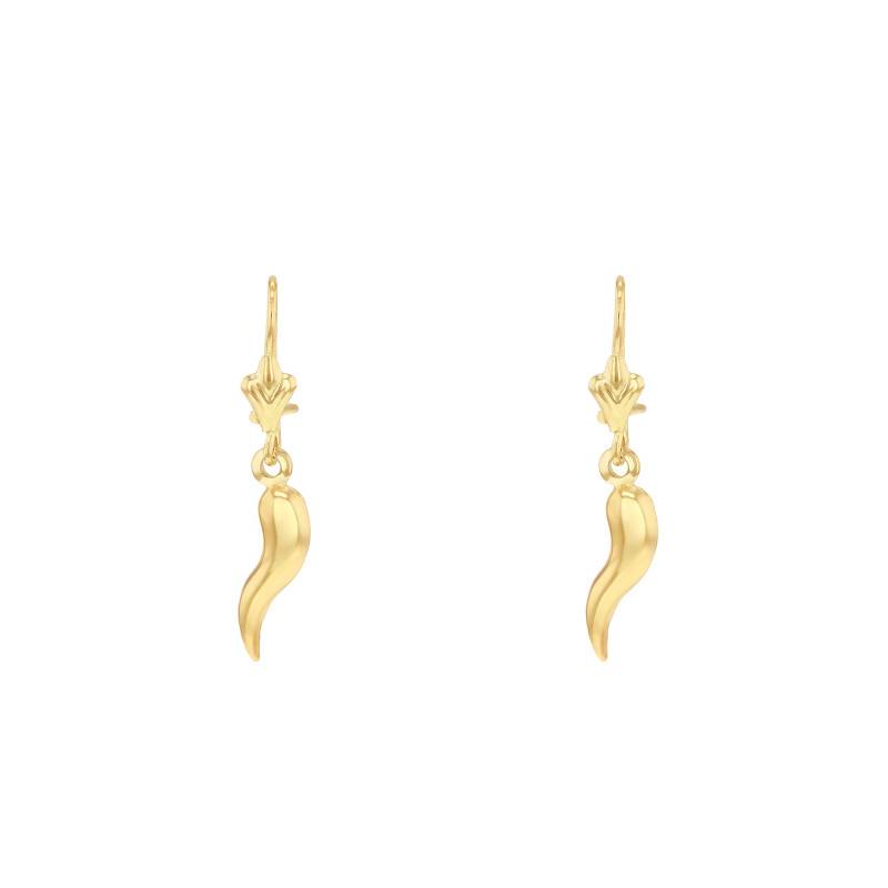 Italian Horn Earrings in 375/1000 Yellow Gold - Emanessence